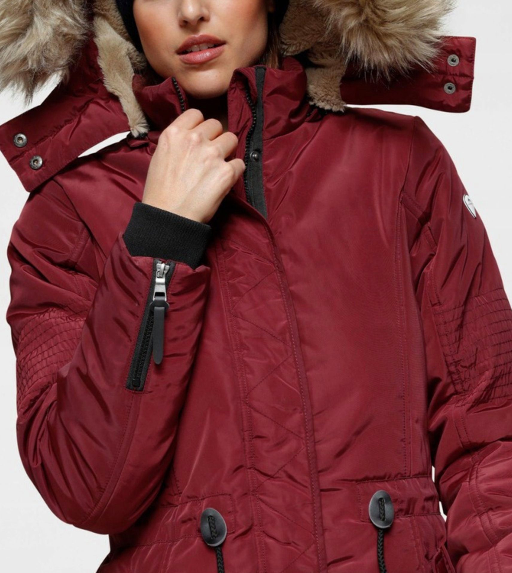 Keskin Collection Parka Damen Winter Mantel Kunstfell Kapuze warm Kunstfellfutter Parka Jacke (mit abtrennbarer Kapuze) Mit Kapuze, Abnehmbarer Kunstfell an der Kapuze, Innen Teddyfell