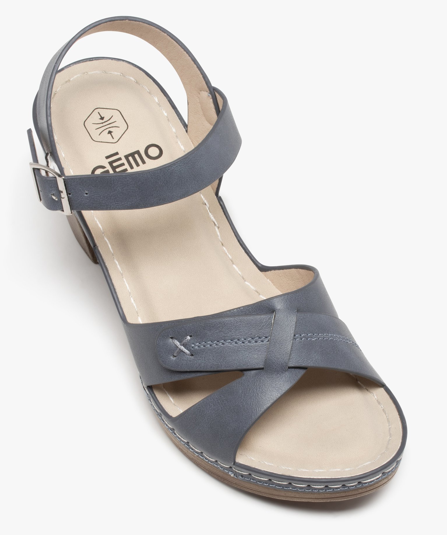 Sandales femme à talon imitation sabot et brides unies marron | GEMO