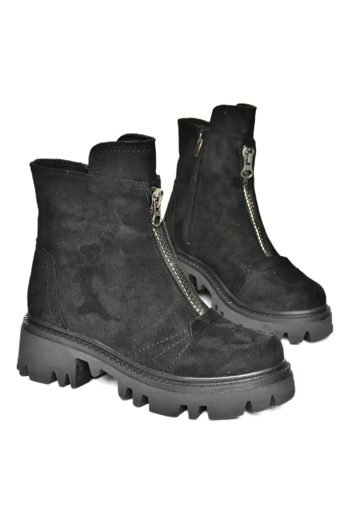 Fox Shoes  R784551202 Damenstiefel aus schwarzem Wildleder mit dicker Sohle