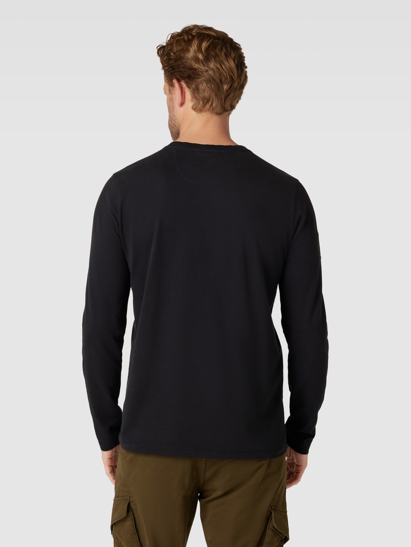 Longsleeve mit kurzer Knopfleiste Modell 'Henley' in anthrazit
