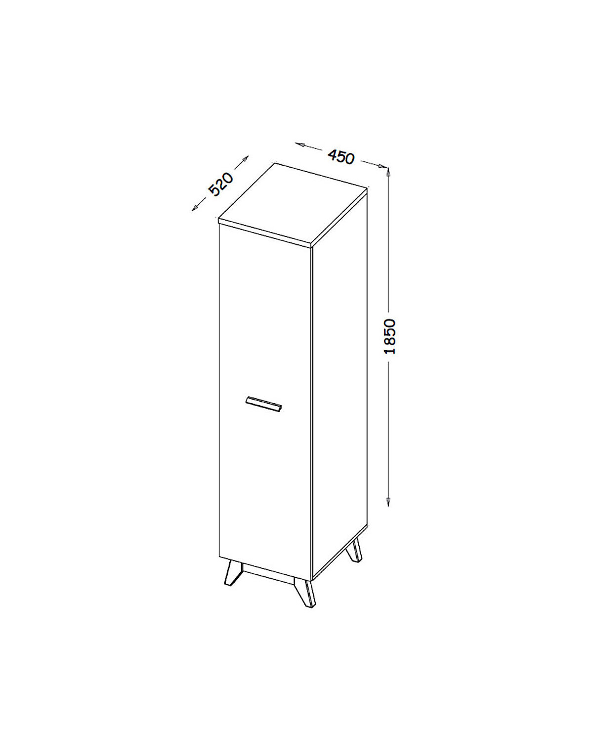 Stauraumschrank Kleiderschrank Seven 45x52x185cm 1-türig