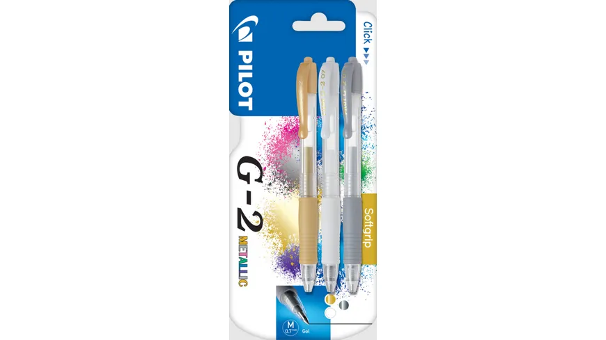 PILOT Gelschreiber G2-7 Metallic 0.7 (M) Gold/Weiß/Silber 3er Blister