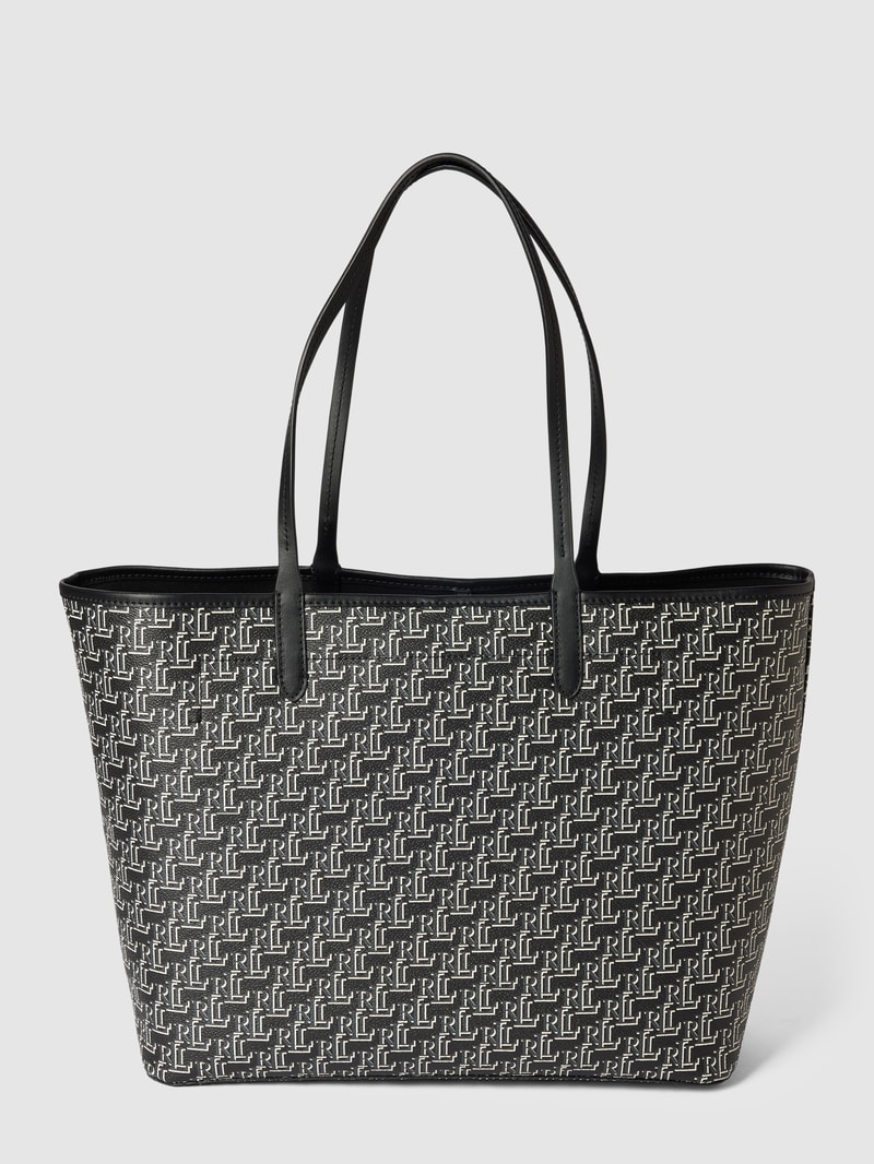 Tote Bag mit Allover-Logo Modell 'COLLINS' in schwarz