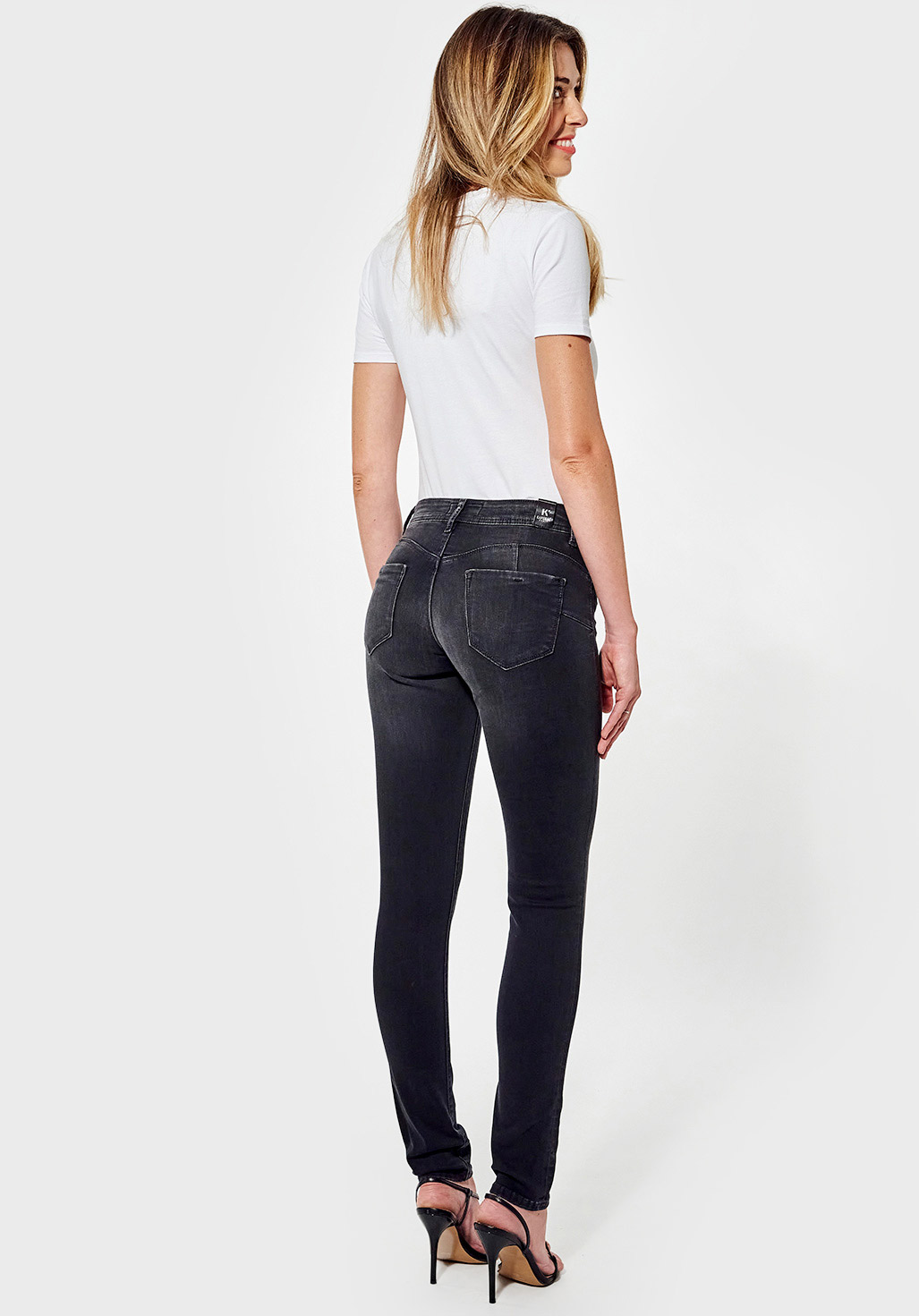 LOCKK  Jean slim Femme noir délavé, effet push-up