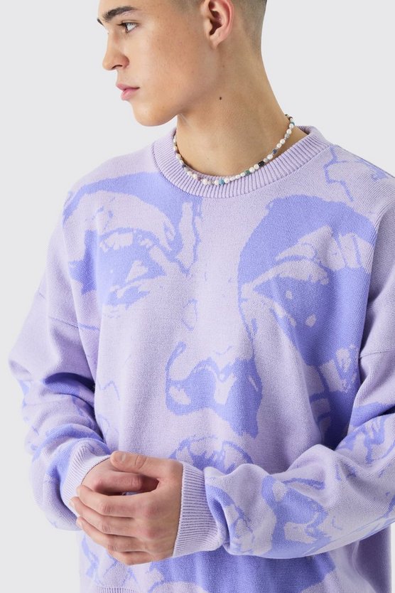 Kastiger Oversize Jacquard-Strickpullover