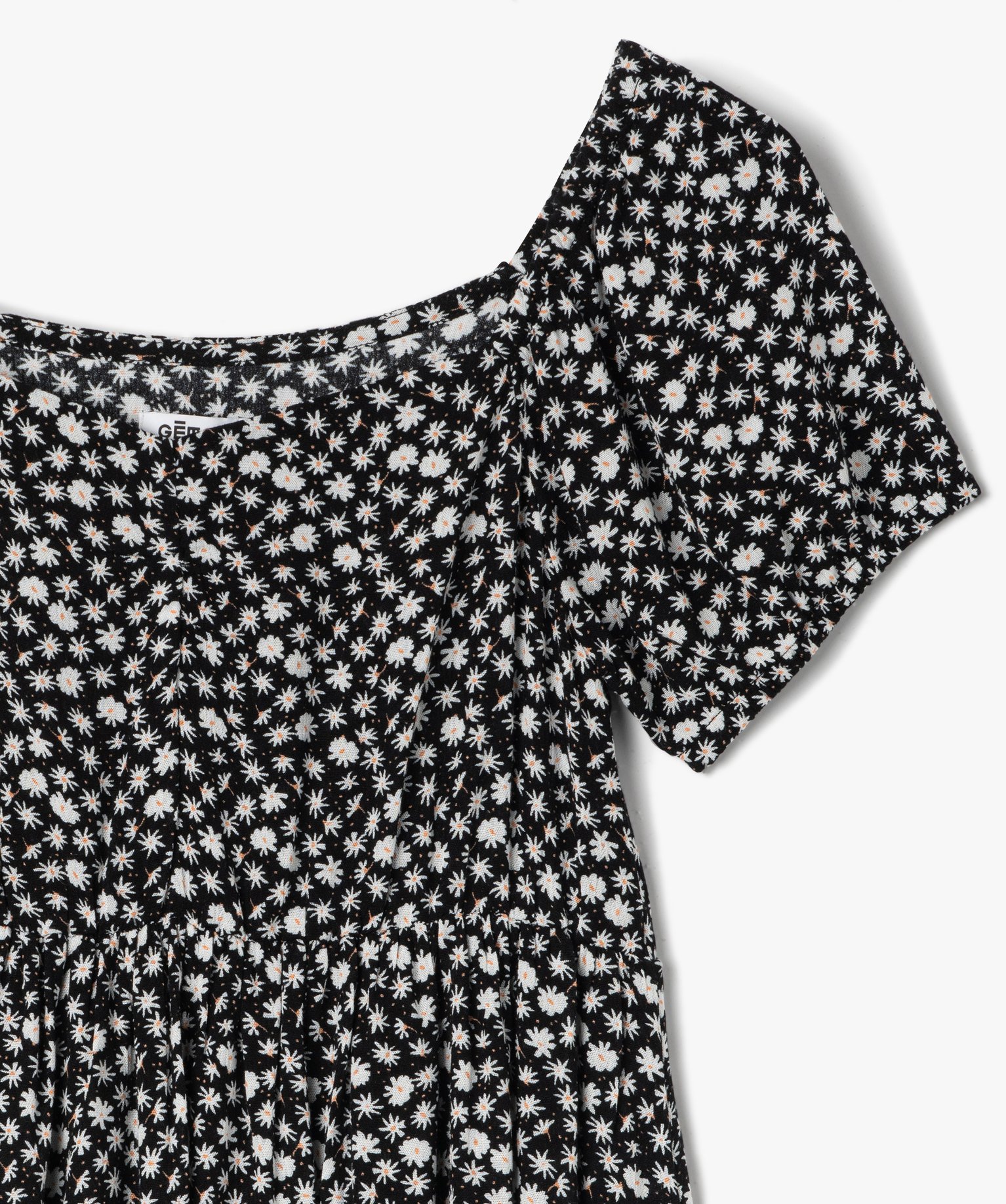 Robe fille à manches courtes à motifs fleuris imprime | GEMO
