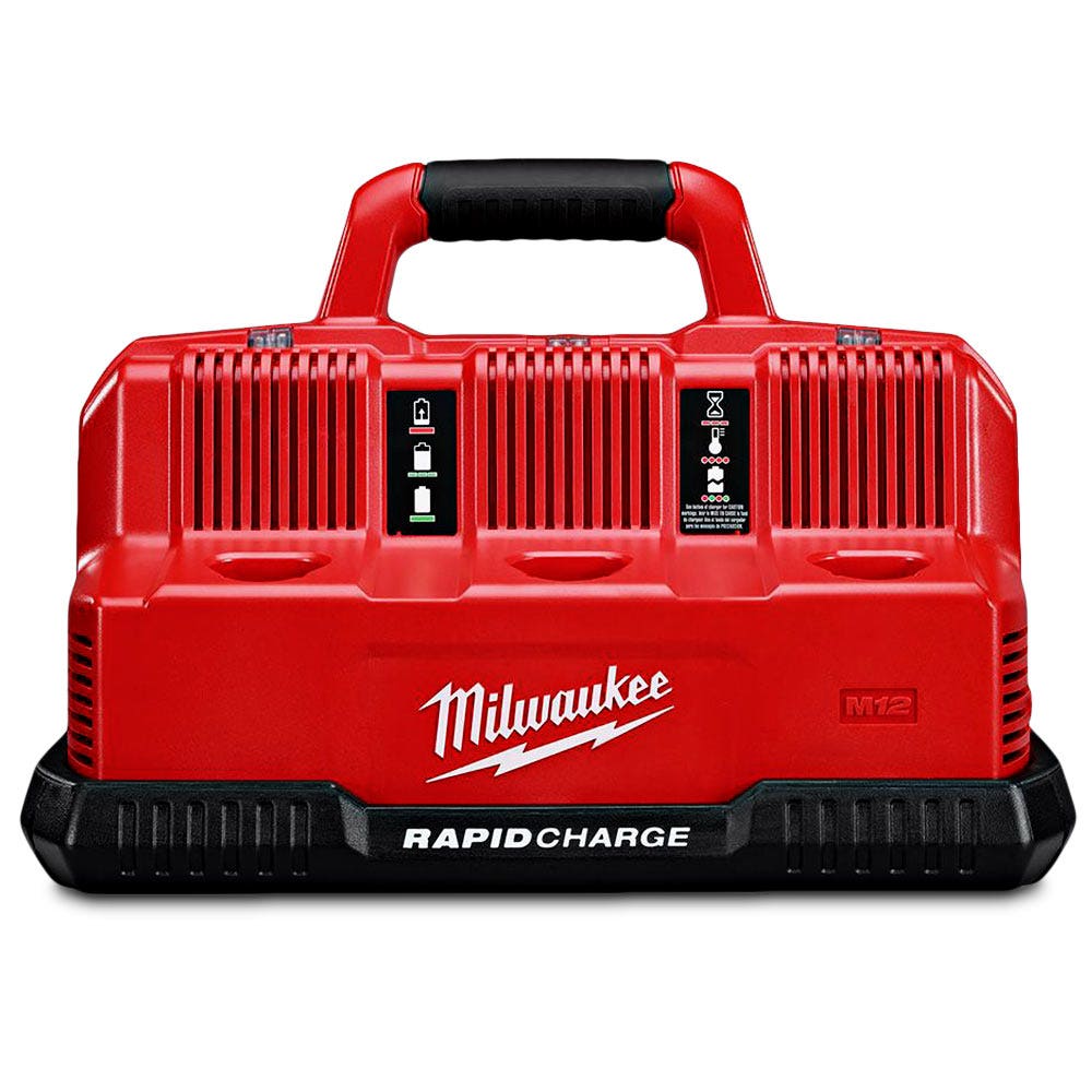 Carregador de bateria Milwaukee de 12V/18V com 3 slots e carregamento simultâneo M12-18C3