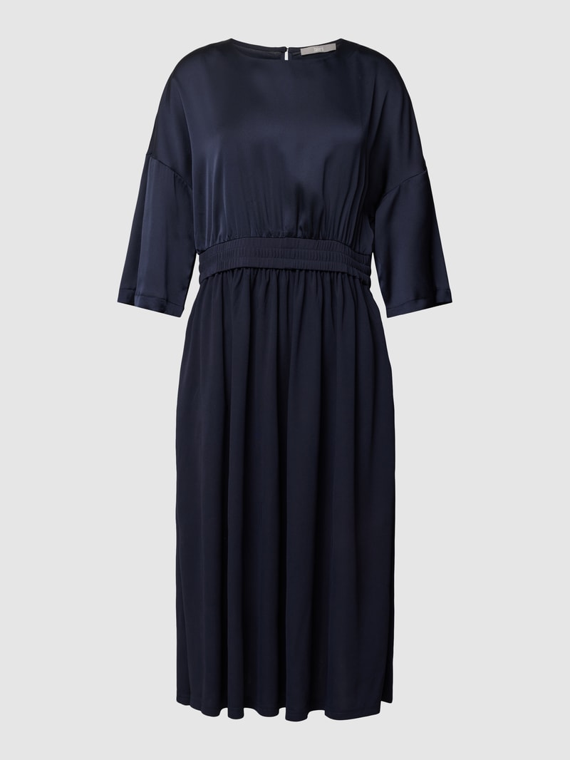Midikleid mit Rundhalsausschnitt in marineblau