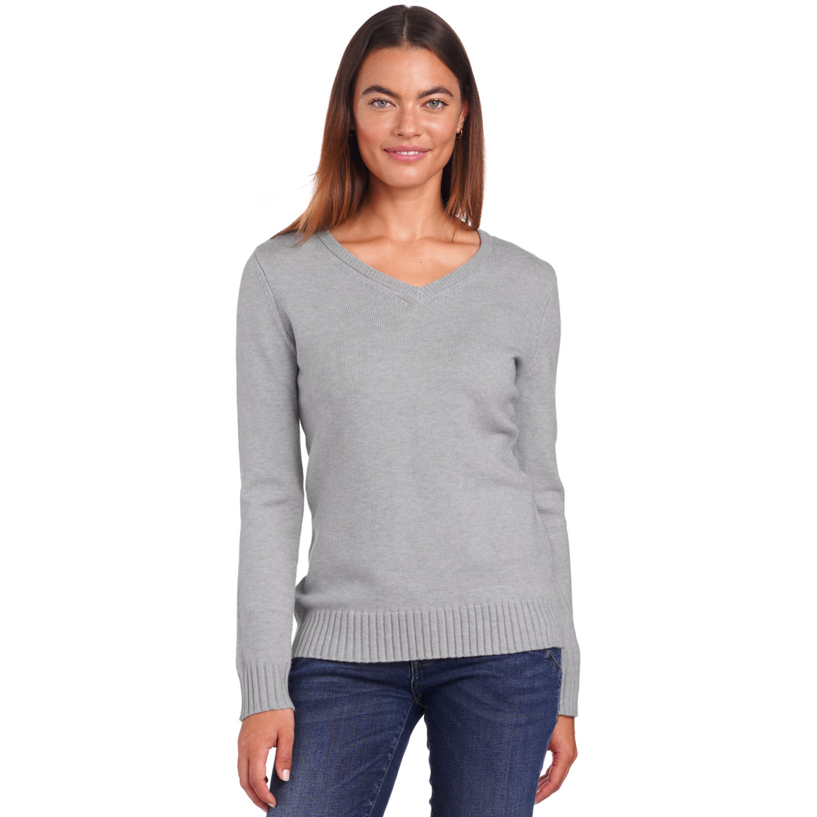 Damen Feinstrickpullover mit V-Ausschnitt