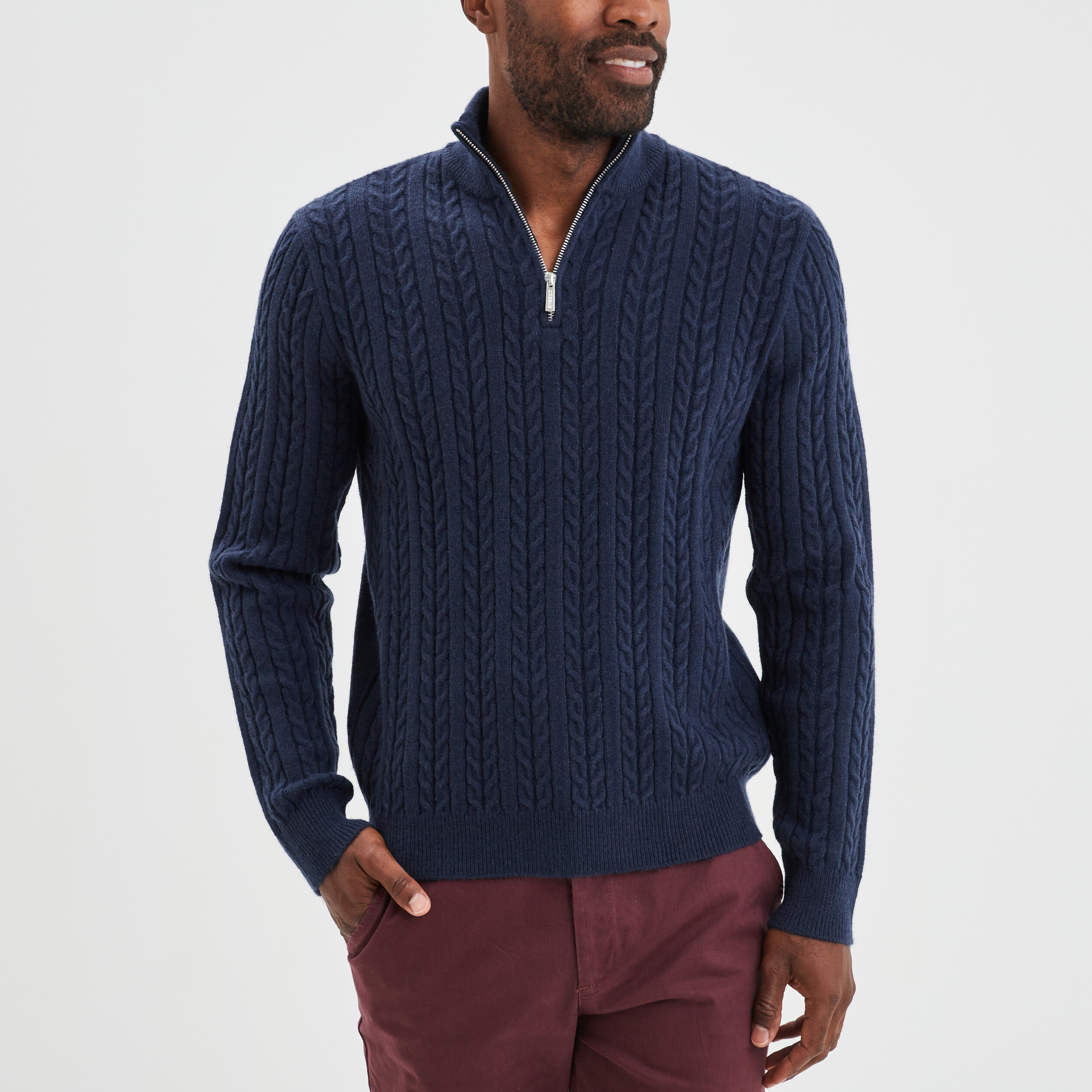 Pull camionneur à torsades bleu marine homme | La Halle