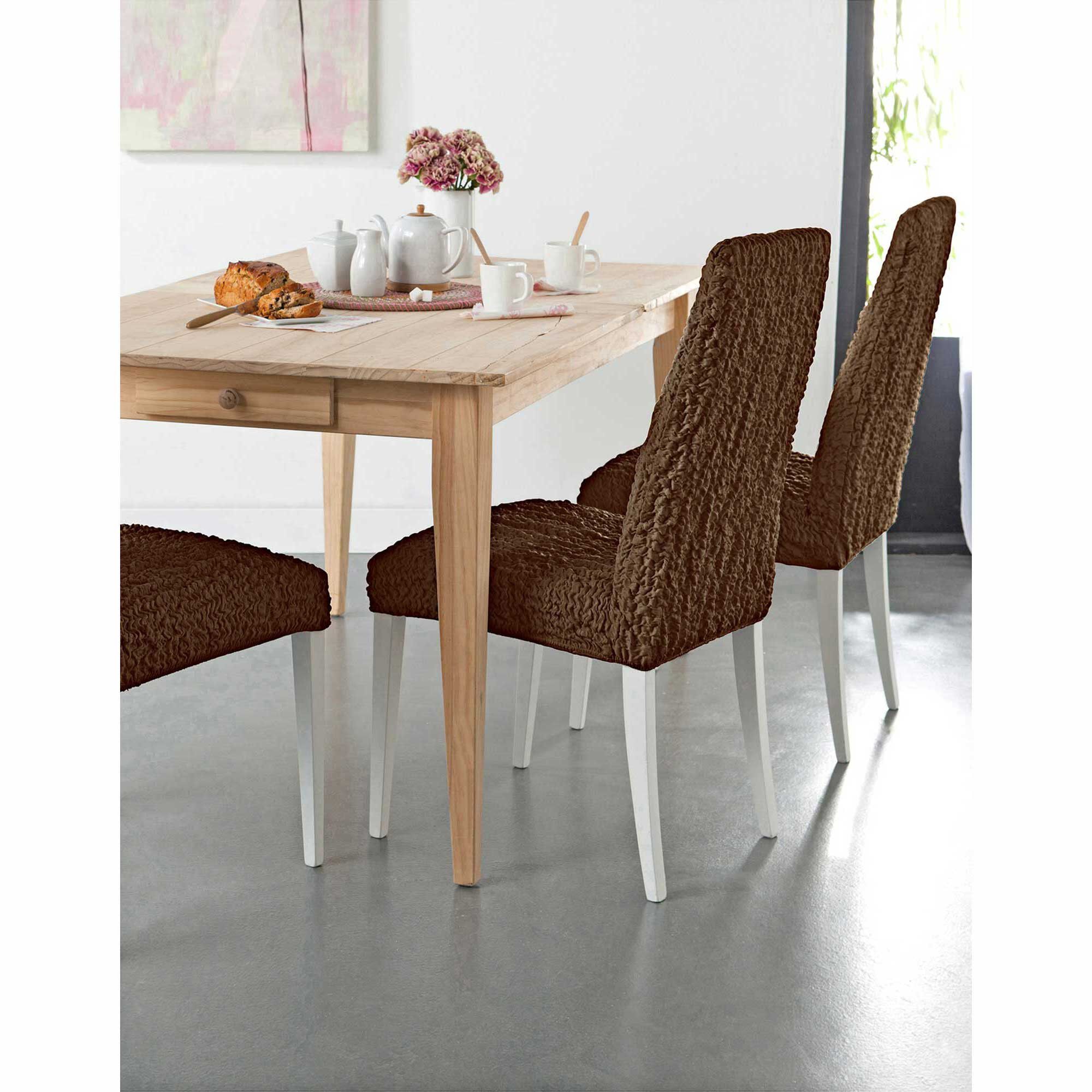 Housse chaise unie gaufrée bi-extensible
