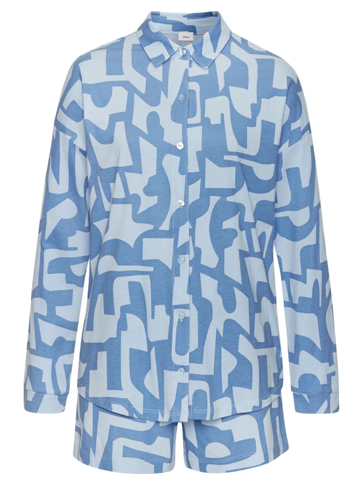 s.Oliver Shorty in hellblau-blau gemustert günstig kaufen