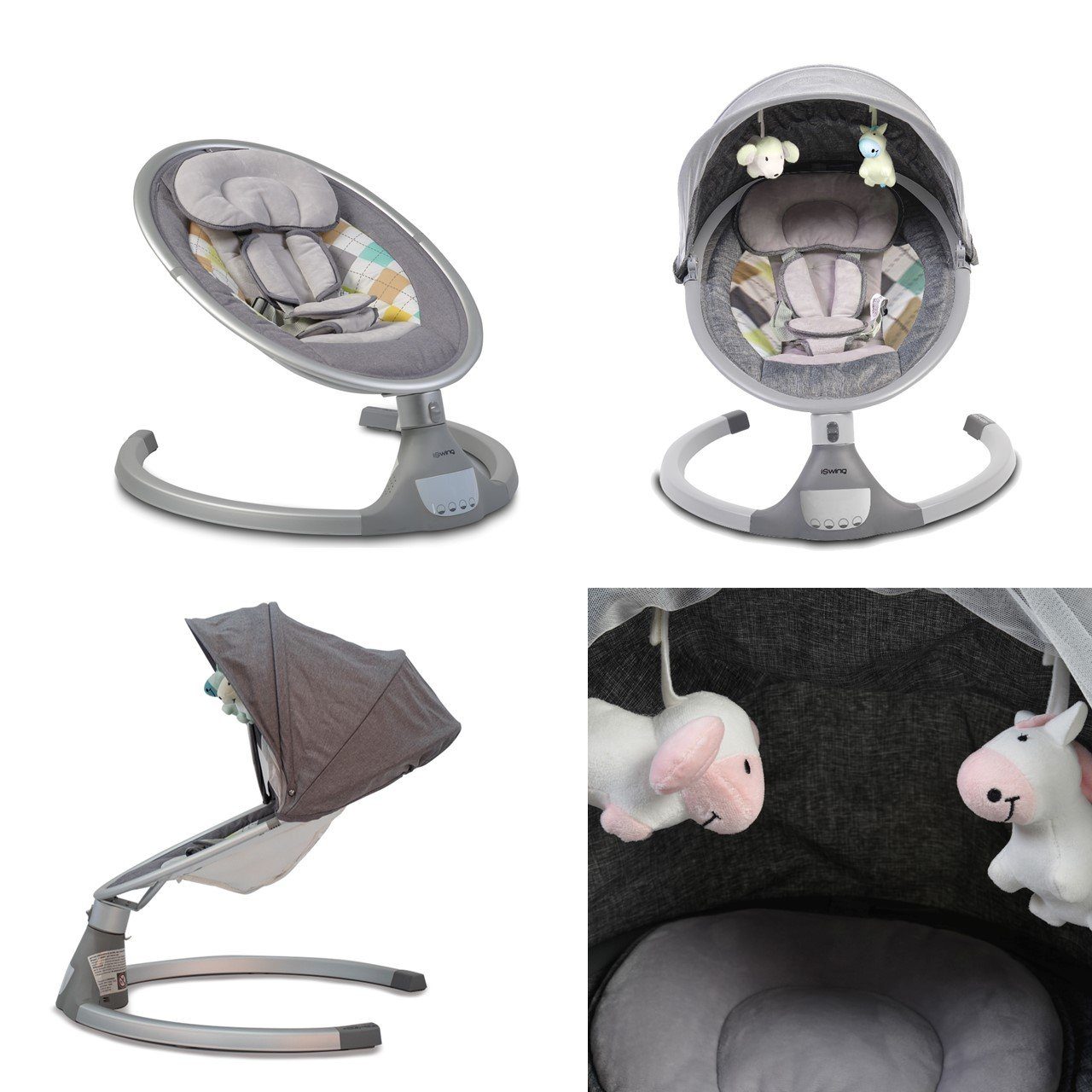 Cangaroo Babywippe Babywippe iSwing, Musikfunktion, Timer, Fernbedienung, Aluminiumrahmen
