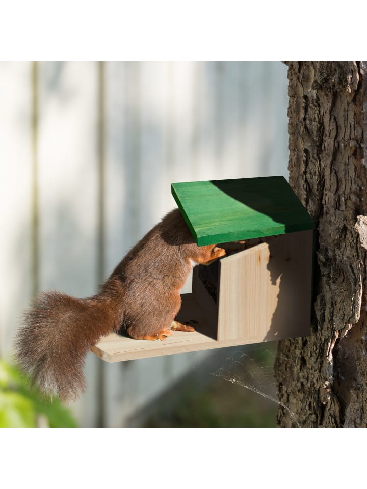 relaxdays Eichhörnchen Futterhaus in Natur/ Grün günstig kaufen onesize