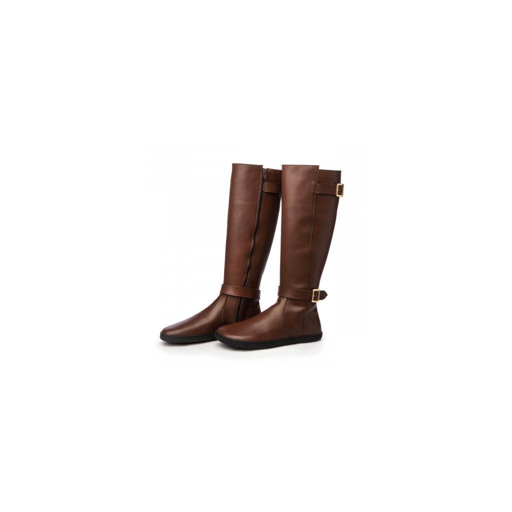 Shapen Glam Brown Leather braune Barfuß-Stiefel