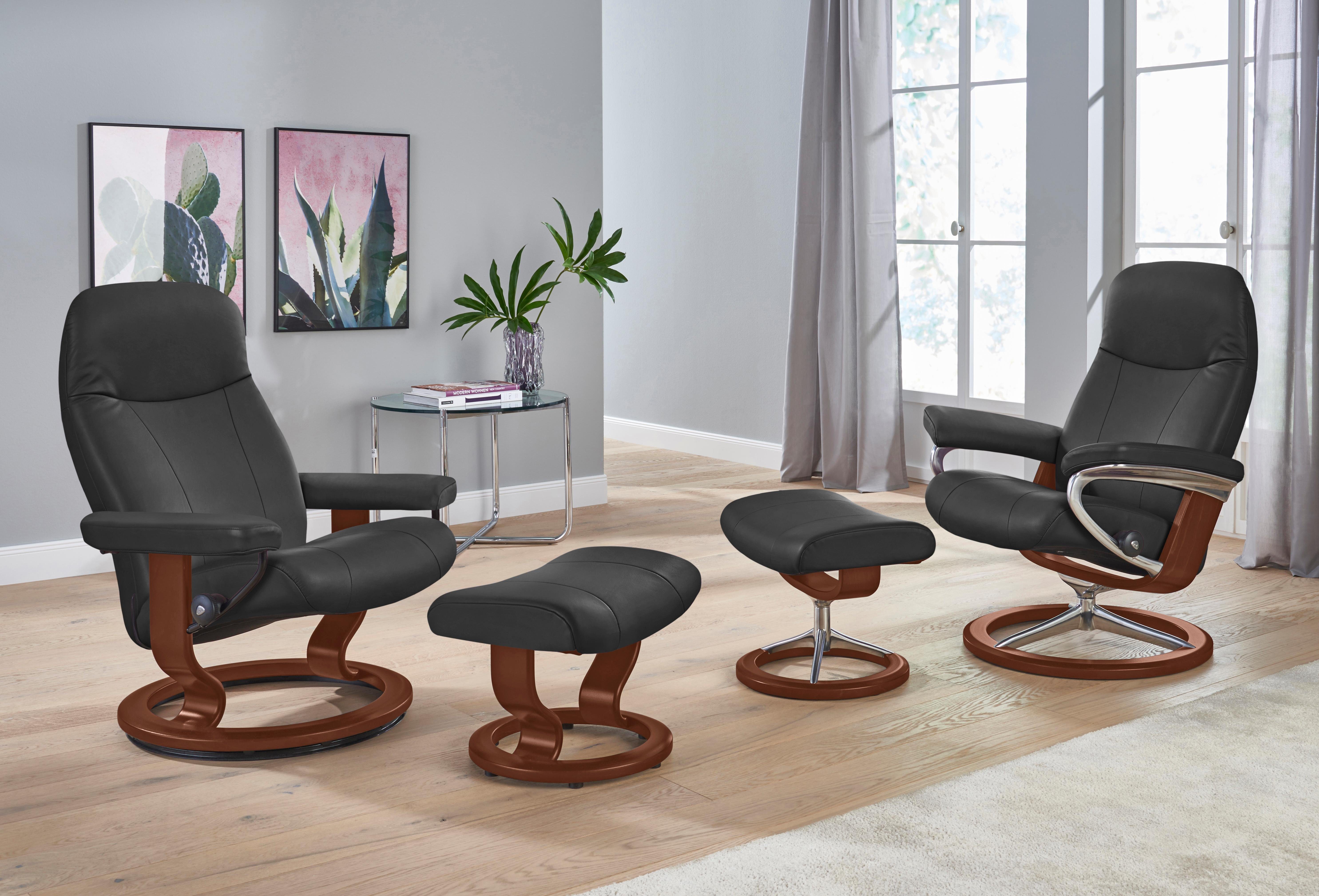 Stressless® Relaxsessel Garda (Set, Relaxsessel mit Hocker), mit Hocker, mit Classic Base, Größe L, Gestell Braun