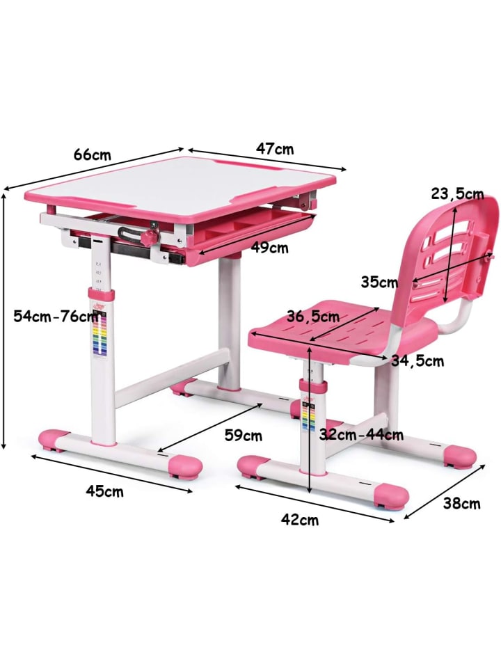 COSTWAY Schreibtisch mit Stuhl in Rosa günstig kaufen onesize
