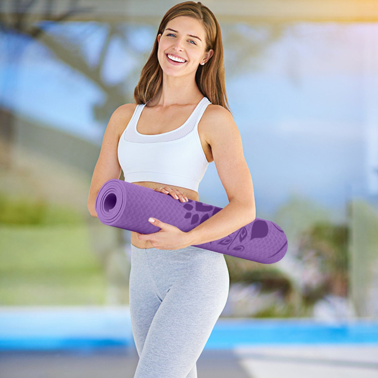INTEY Yogamatte, Yogamatte Gymnastikmatte TPE Rutschfest Übungsmatte