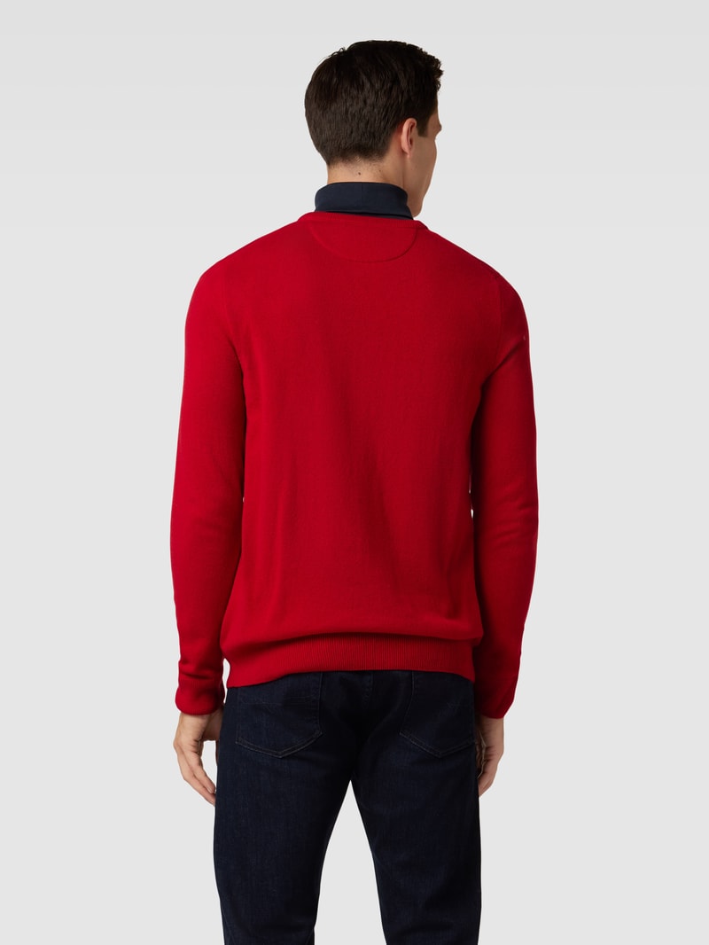 Strickpullover aus Wolle mit Logo-Stitching in rot