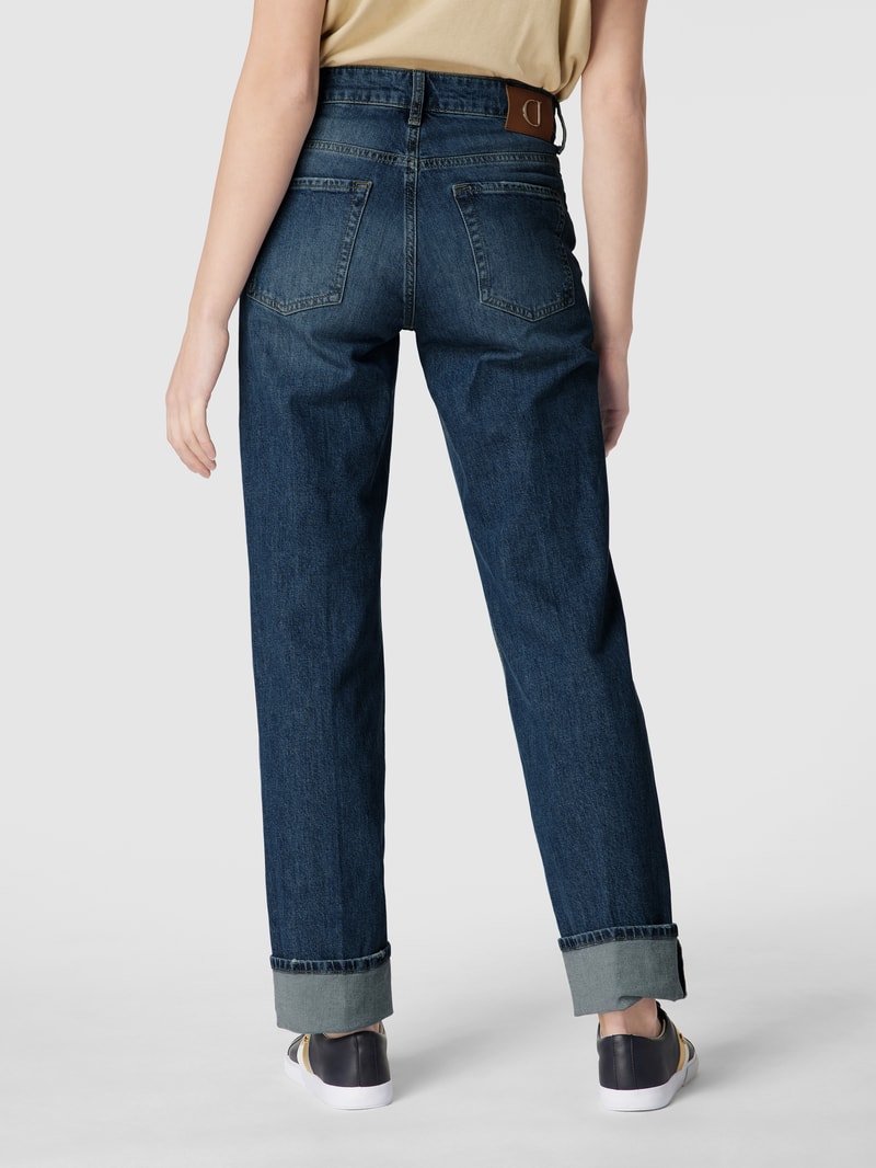 Straight Fit Jeans im Used-Look Modell 'Paris' in blau