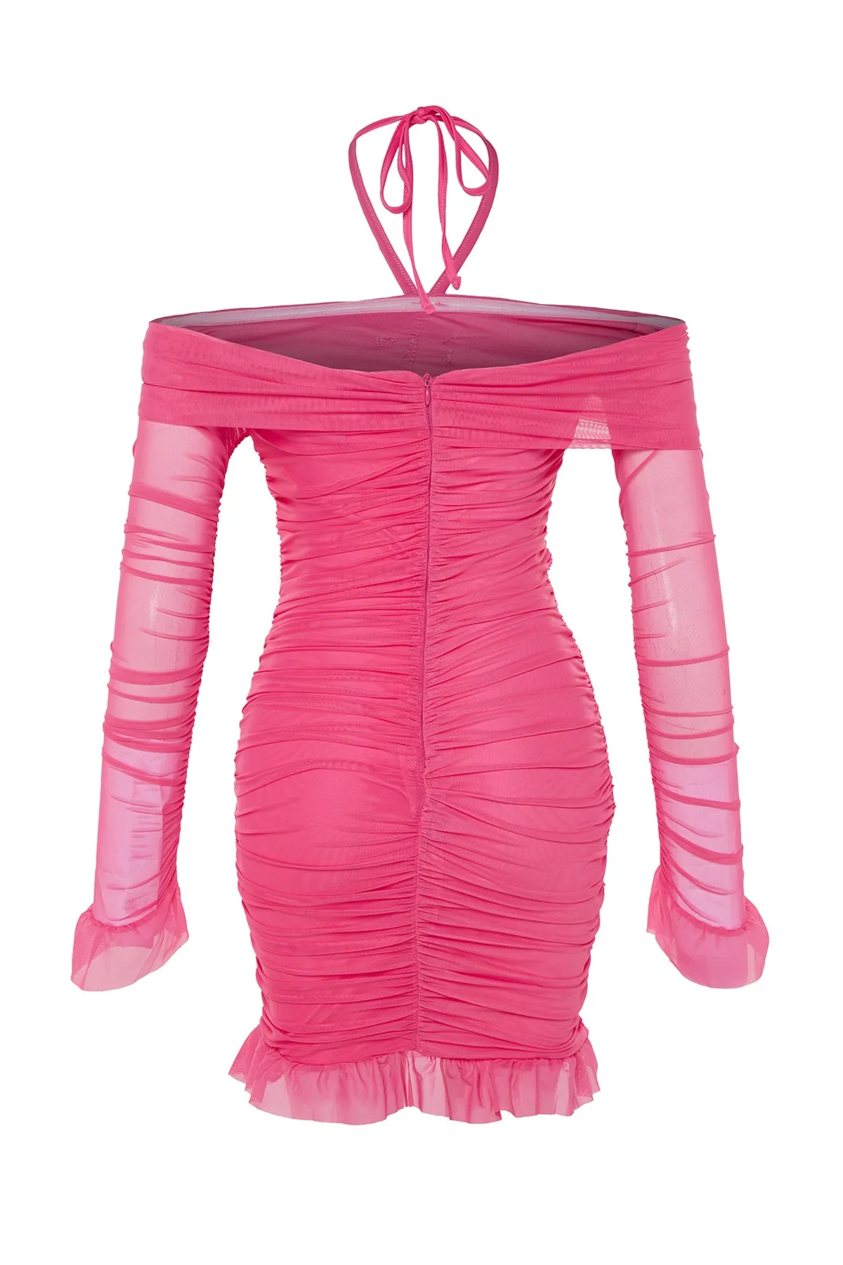Trendyol Collection  Rosa, figurbetontes, gefüttertes, elegantes Abendkleid aus Tüll TPRSS23EL00309