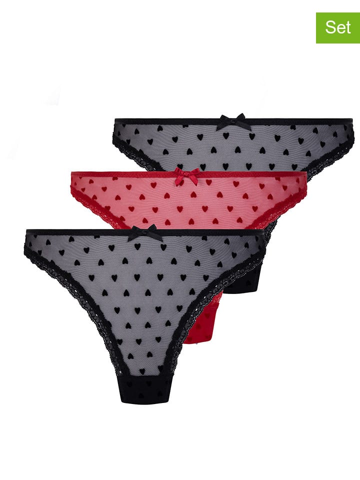 Hunkemöller 3er-Set: String in Schwarz/ Pink günstig kaufen