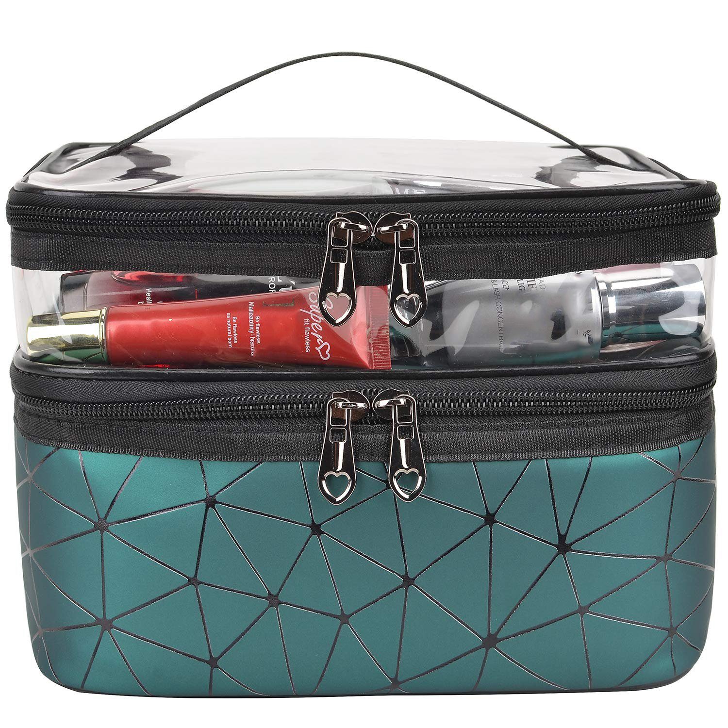 FeelGlad Kosmetikkoffer Makeup Bag,Kosmetiktasche Transparent,Cosmetic Bag (Spar-Set), in schlichter Optik