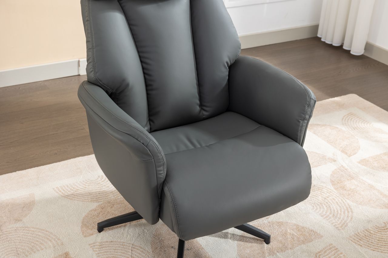Happy Home Happy Home gepolsteter Relaxsessel mit Hocker HWP61-HGR hellgrau