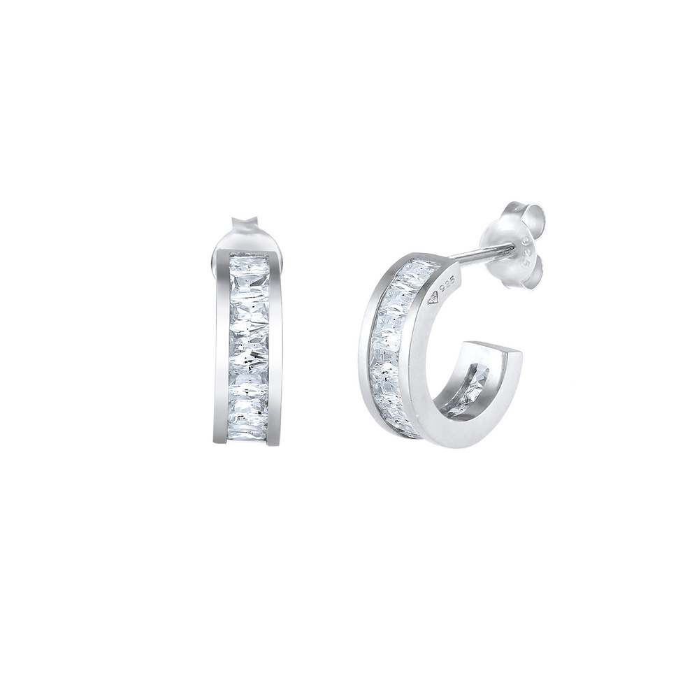 Elli Elli Boucles d'Oreilles Créoles Mini Précieux avec Cristaux de Zircone Boucles d' Boucles d'oreilles