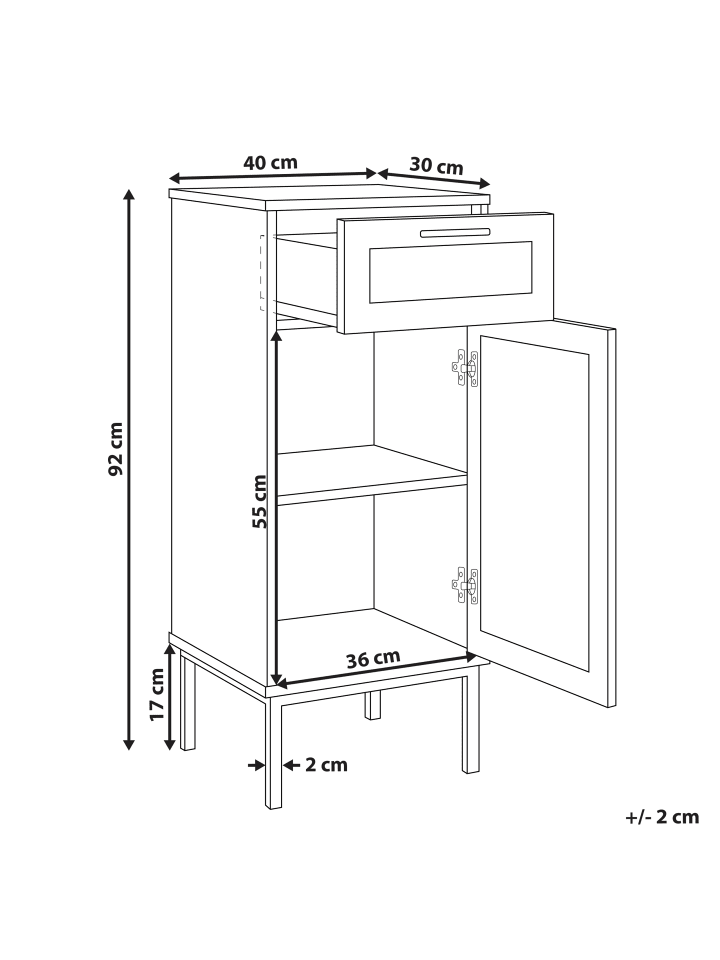 Beliani Badezimmerschrank ROSELL in Heller Holzfarbton - (W) 40 x (H) 92 x (L) 36 cm günstig kaufen onesize