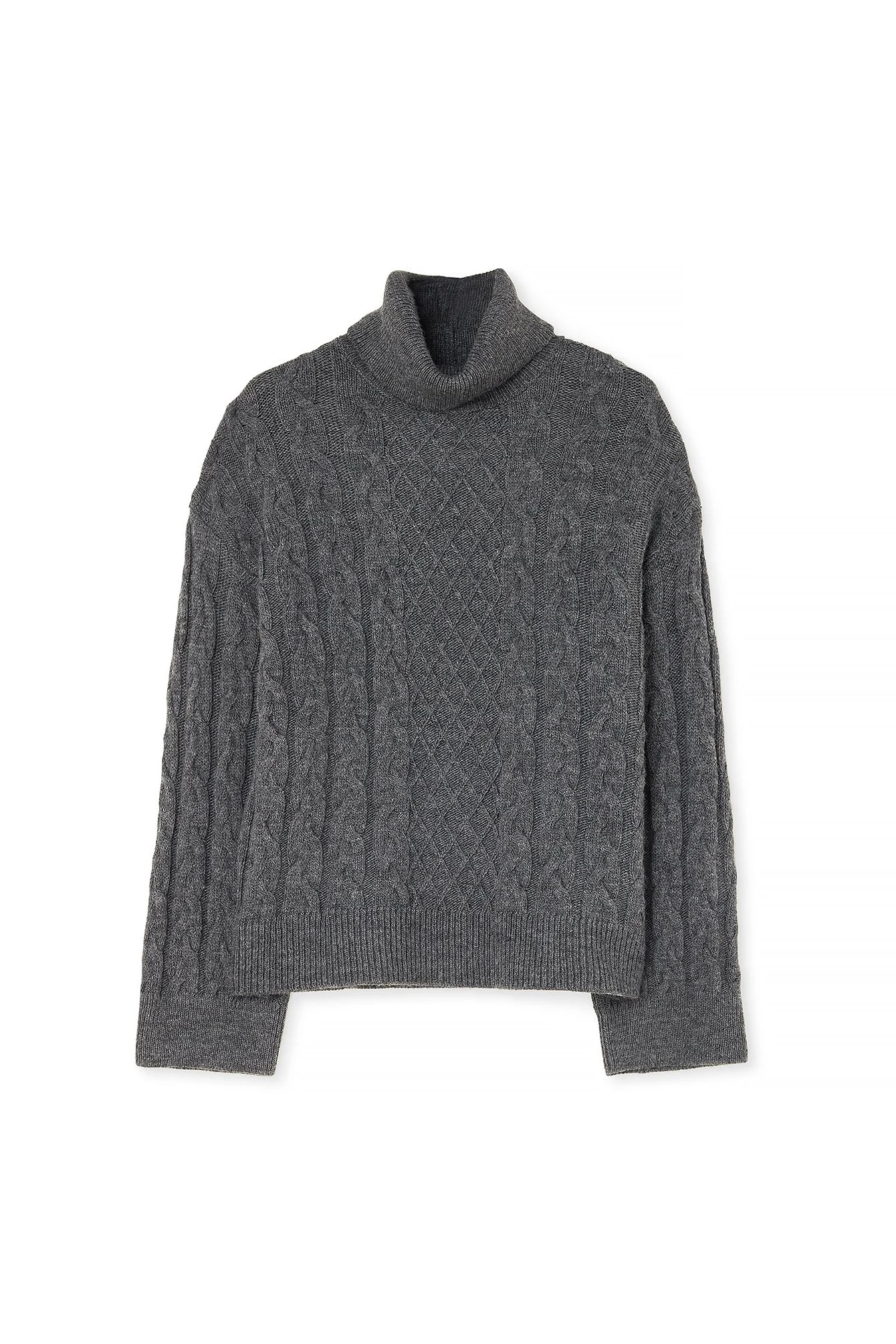 Strickpullover mit Rollkragen und Zopfmuster