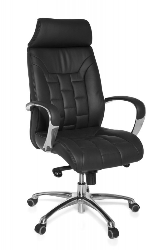 Amstyle XXL Chefsessel Echtleder schwarz, 5-Punkt Multiblock-Mechanik, Bürostuhl bis 120kg