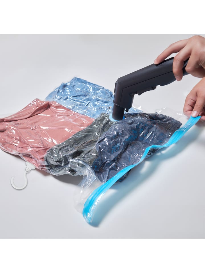 relaxdays 4-tlg. Vakuumbeutel-Set in Transparent/ Blau günstig kaufen onesize