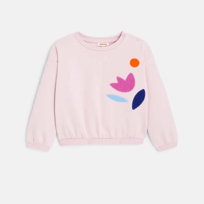 Sweat bébé fille molleton broderie bouclette violet Catimini