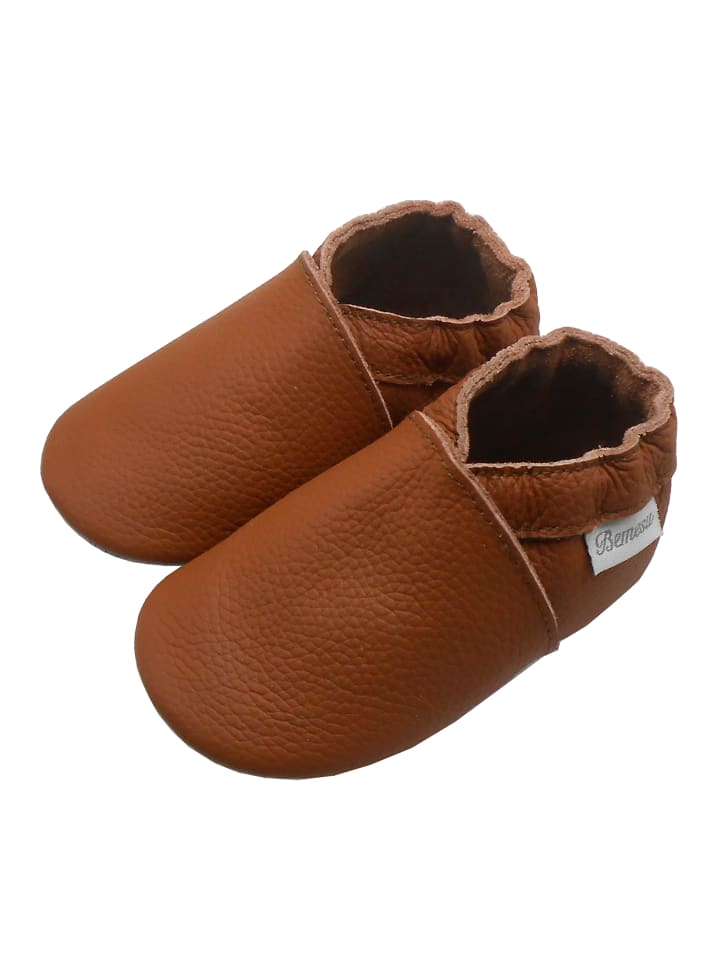 Yalion Leder-Krabbelschuhe in Braun günstig kaufen