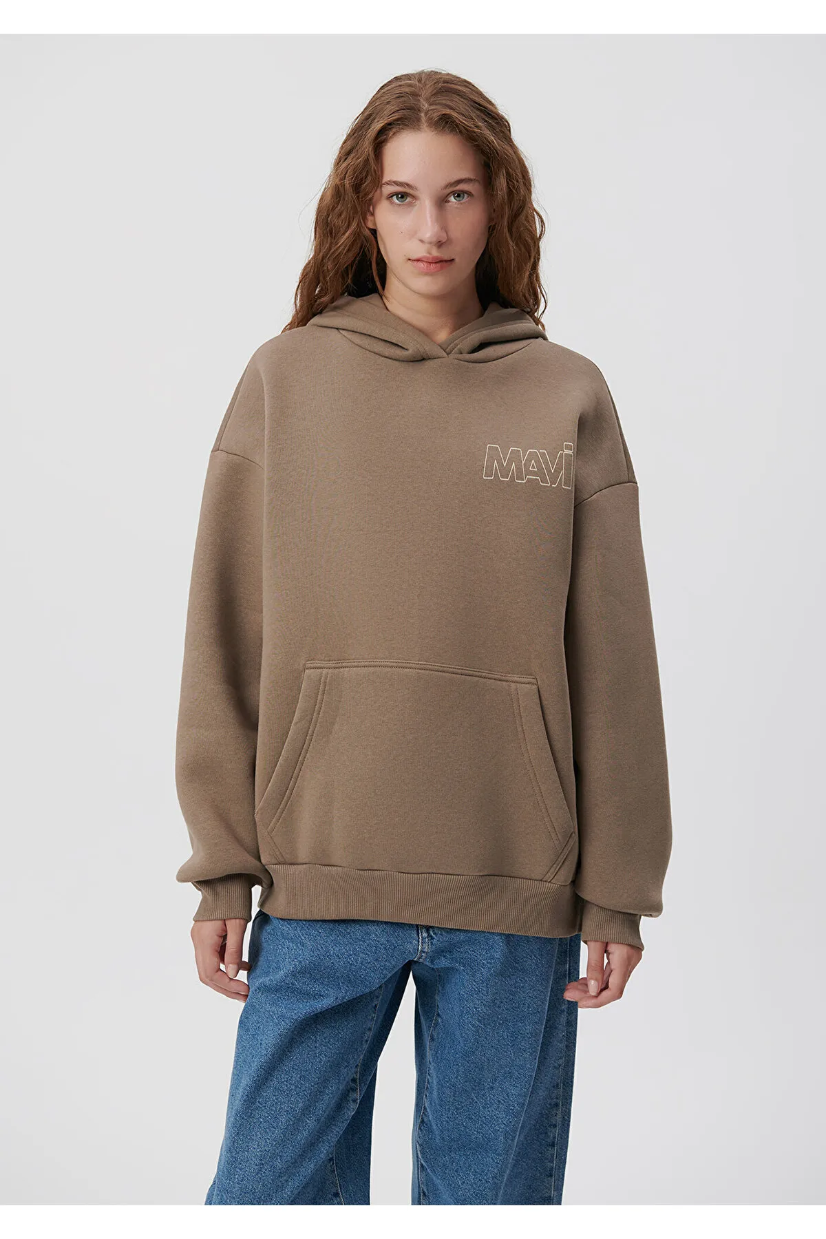 Mavi  Braunes Kapuzen-Sweatshirt mit Logo-Print 1611604-70380