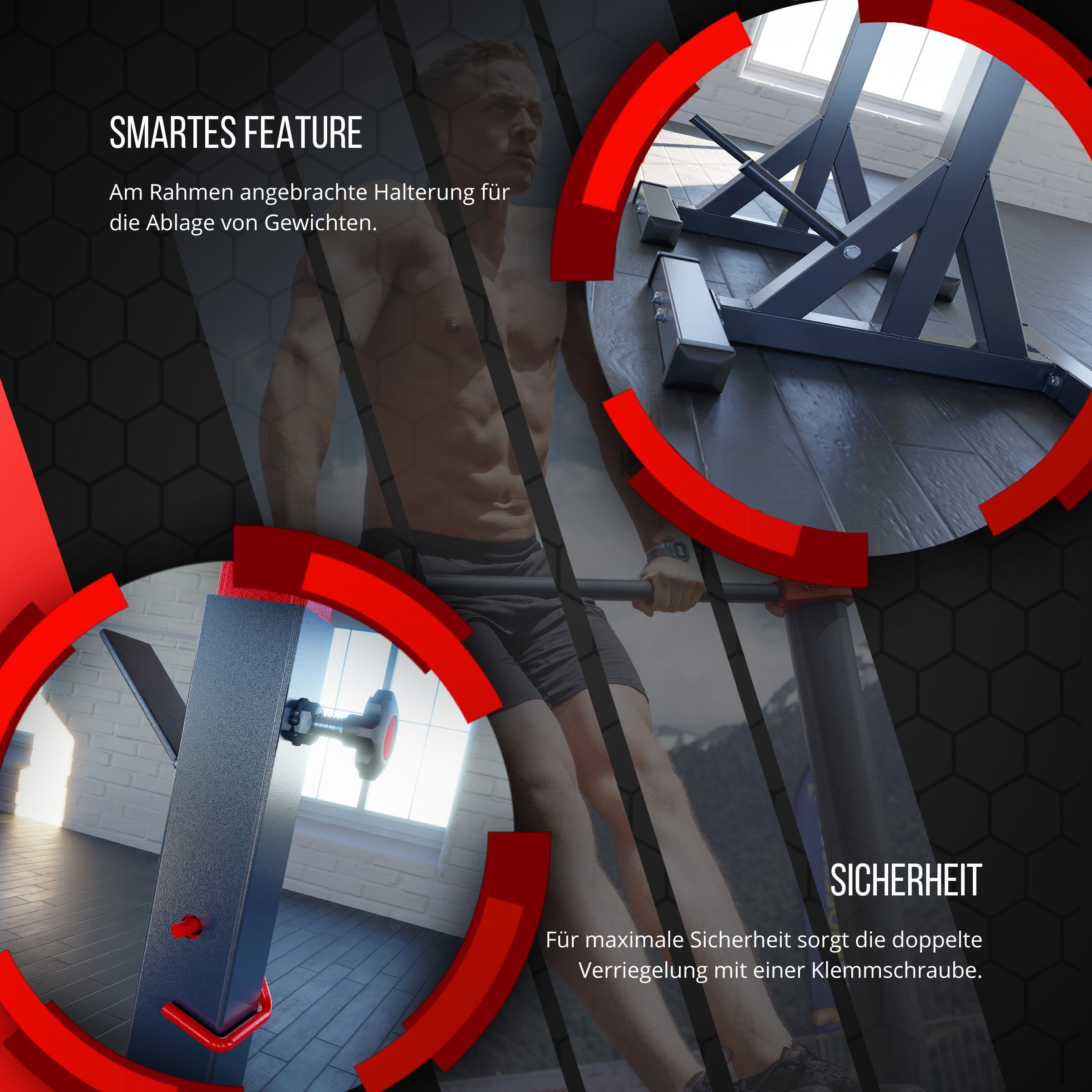 K-SPORT Kraftstation 2 x Langhantelständer, (Squat-Rack für Langhanteltraining, Kniebeugeständer, Langhantelablage bis 250kg), Made in EU!