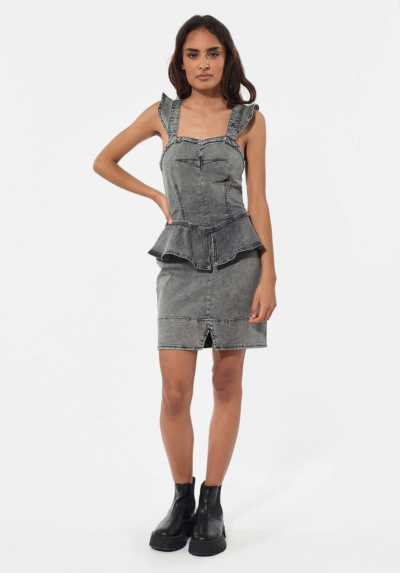 SHELB  Robe cintrée en jean gris Femme