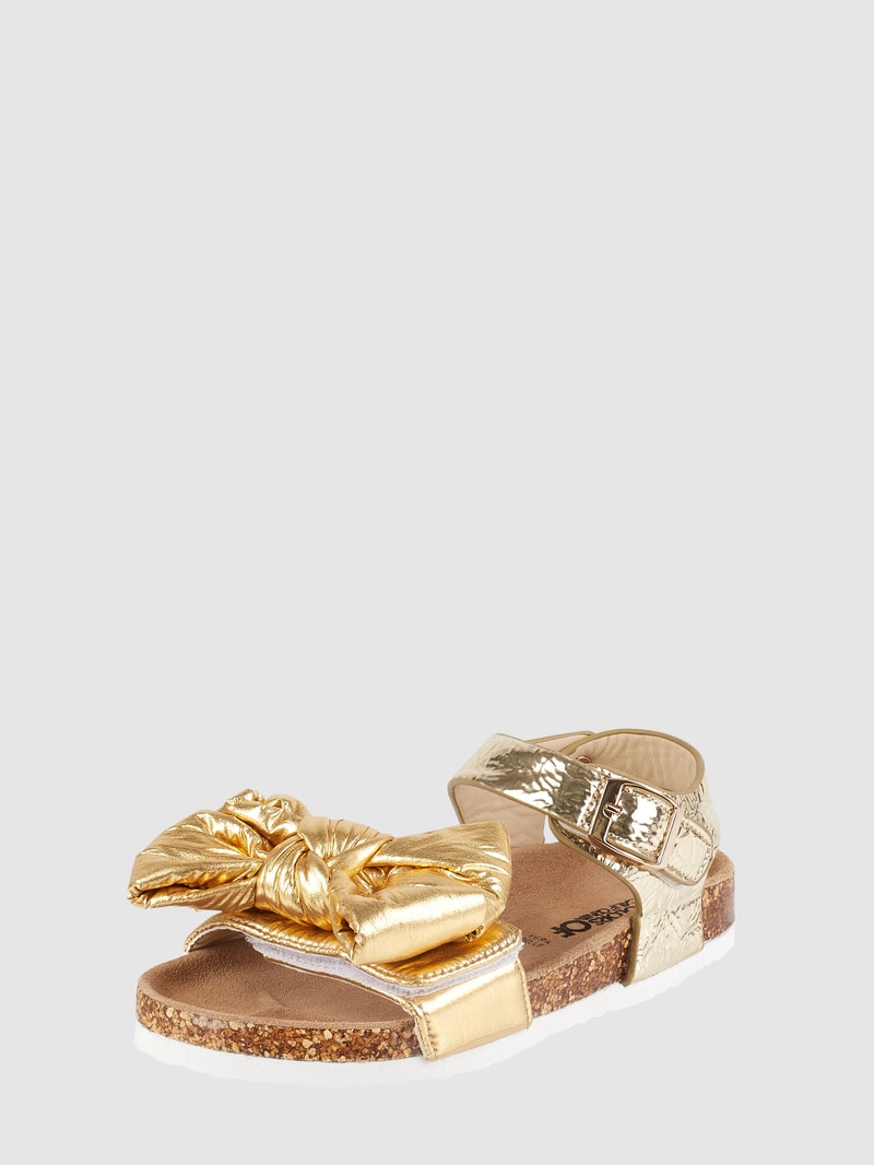 Sandalen mit Zierschleife in gold