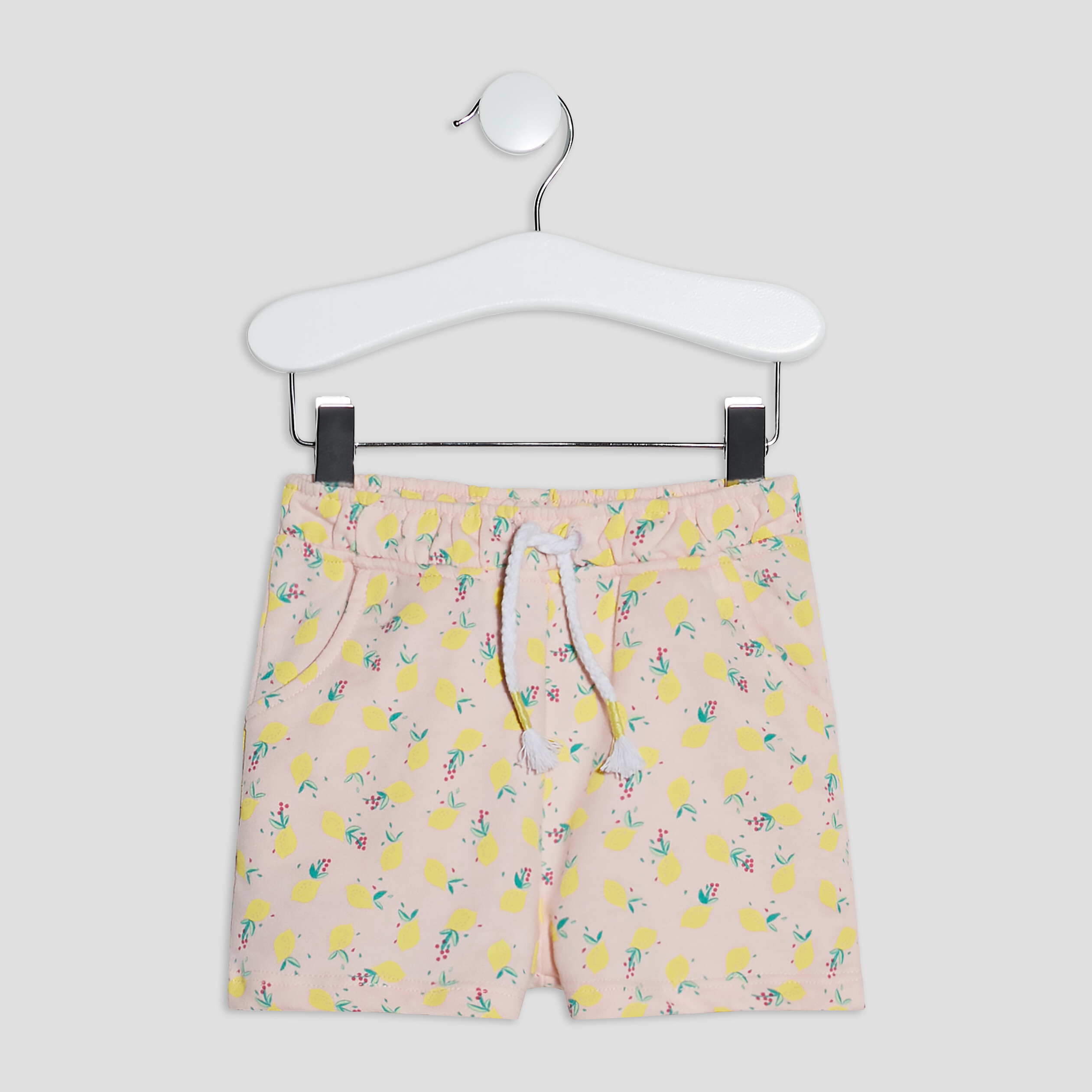 Short droit taille élastiquée rose clair bébé fille | La Halle