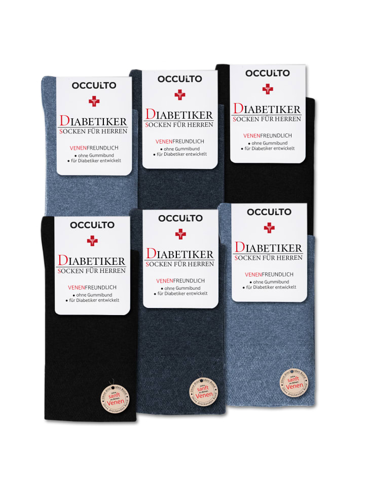 Occulto 6er Pack Diabetikersocken ohne Naht ohne Gummibund Oliver in Blau-Mix günstig kaufen 47-50