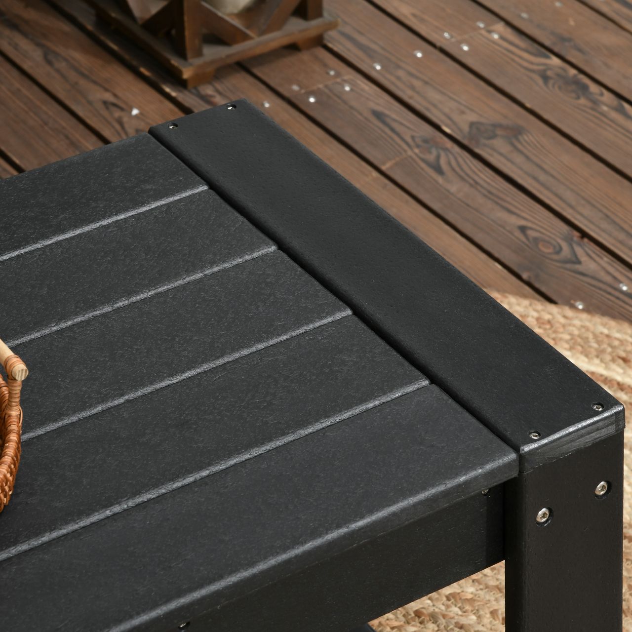 Outsunny Beistelltisch, Gartentisch, Couchtisch mit Holzoptik für Balkon