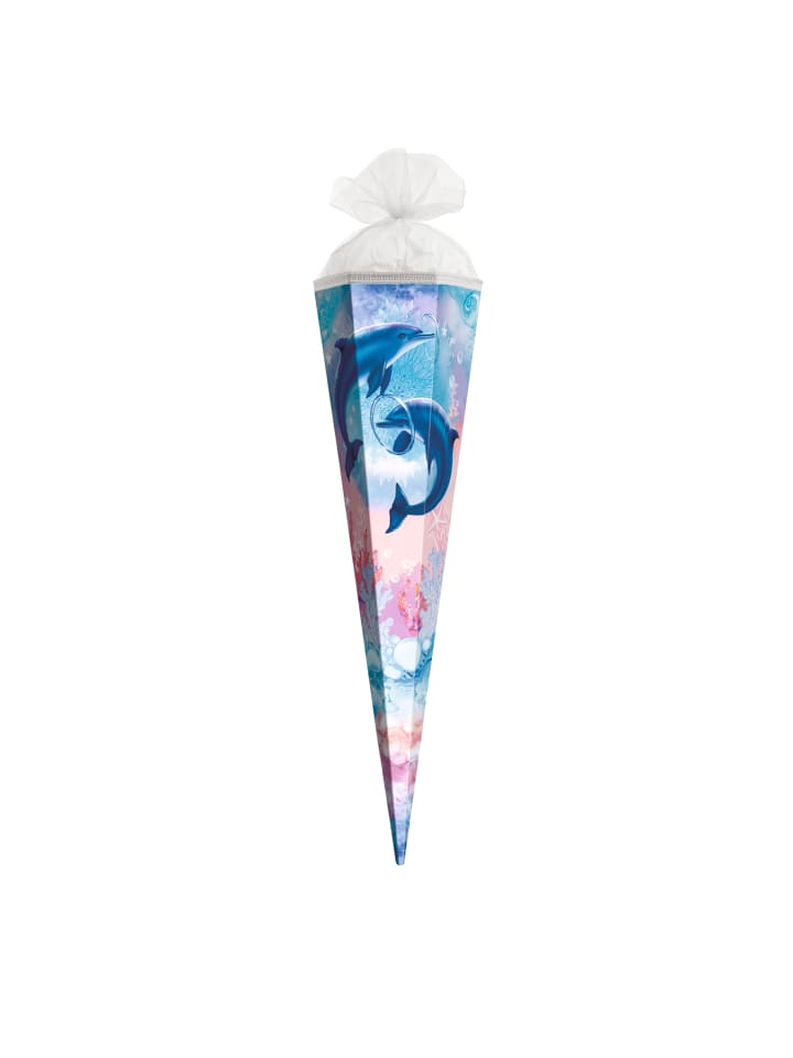 ROTH Geschenk-Schultüte klein Delfine 50 cm, eckig in Hellblau günstig kaufen onesize