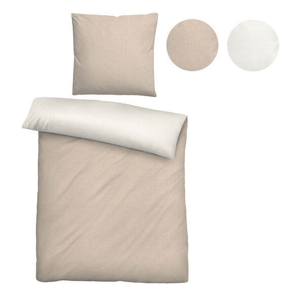 Melange-Flanell Bettwäsche, 135 x 200 cm, beige