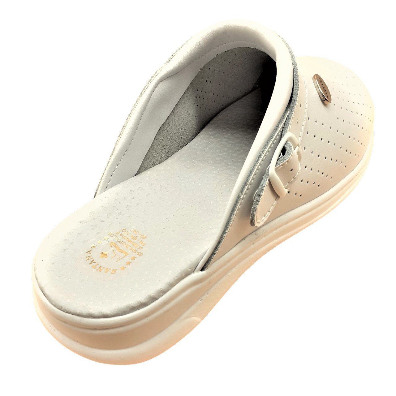 SANTANA Clog Leder Praxis-Schuhe Gesundheitsschuhe Arzt-Komfort Krankenhaus Clog Gesundheitsschuhe, Praxis-Schuhe, Arzt-Schuhe, Krankenhaus-Schuhe, Präventivschuhe, Damen Leder Hausschuhe, Berufsclogs, Berufsschuh, Rutschfest