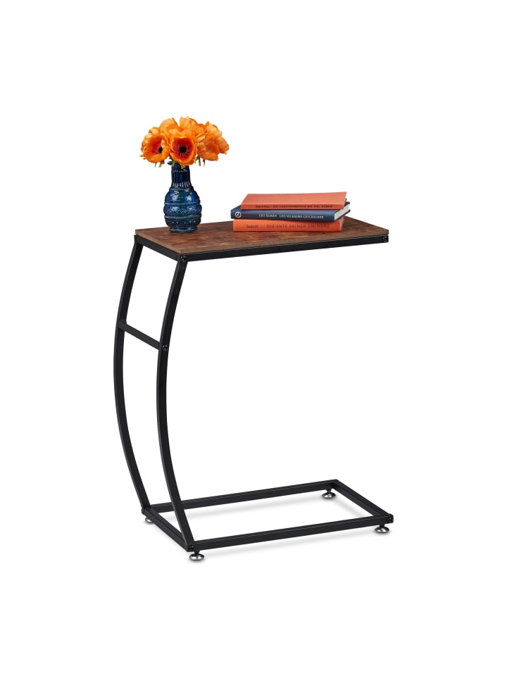 relaxdays Beistelltisch in Braun/Schwarz - (B)47,5 x (H)58,5 x (T)25 cm günstig kaufen onesize