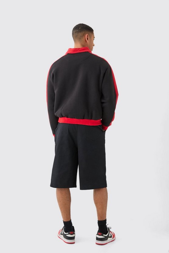 Kastige Oversize Jersey-Jacke mit Moto-Stickerei