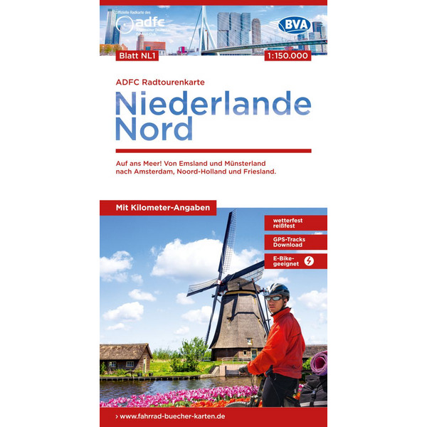 ADFC-RADTOURENKARTE NL 1 NIEDERLANDE NORD, 1:150.000 - Fahrradkarte