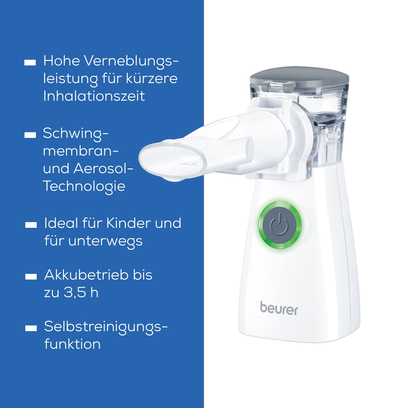 Beurer Inhalator IH 57-Inhalator mit Schwingmembran- und intelligenter Aerosol-Technologie