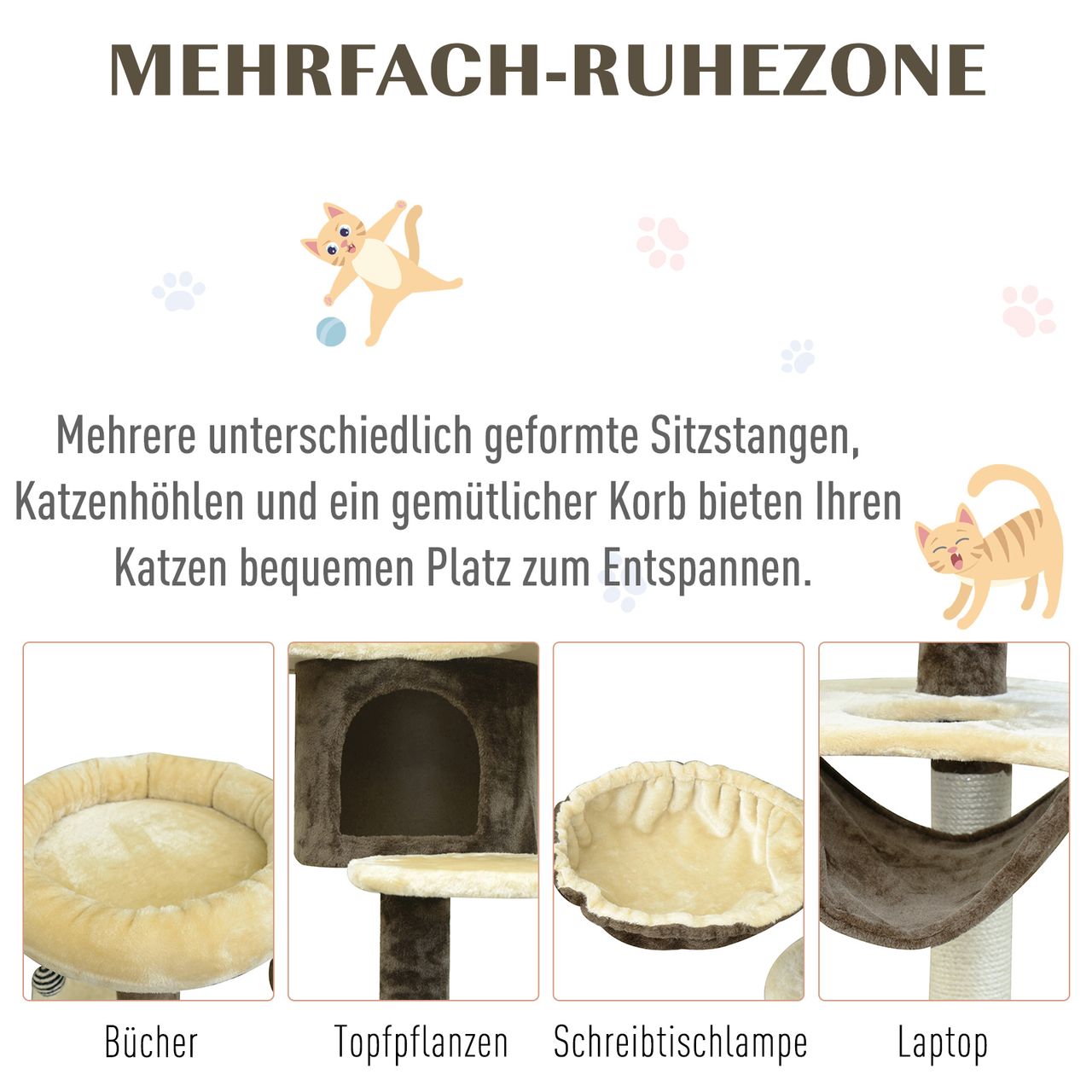 PawHut Kratzbaum Katzenbaum Katzenkratzbaum Kletterbaum Spielbaum Kratzbrett